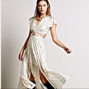 Free People Ivory and Gold Star Cutout Dress